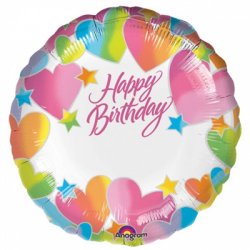 18" Birthday Hearts Mylar Balloon - Personalized Capable Balloon