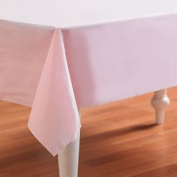 PINK PLASTIC TABLE COVERS - 54" x 88" - 24 Cnt.