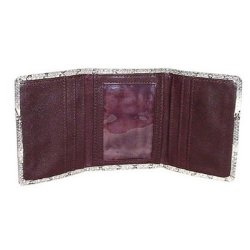 White Snake Skin Tri-Folding Leather Wallet