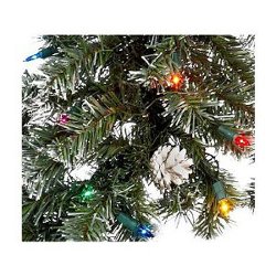 Bethlehem Lights 18-Foot Pre-Lit Indoor/Outdoor Frosted Garland Multicolor Lights Real Pine Cones