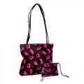 Hot Pink Lips Beach Tote Bag - 2 PC Set