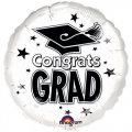 Congrats Grad White 18"in. Mylar Balloon