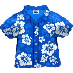 24"in. Tropical Blue Shirt Mylar Balloon - Hawaiian Shirt