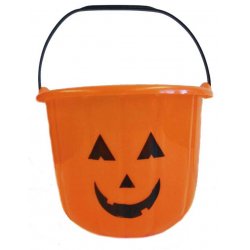 Small Halloween Pumpkin Bucket - Orange Plastic Candy Pail