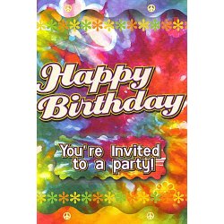Happy Birthday "You're Invited to a Party" Invitations w/ Envelopes - 8cnt.