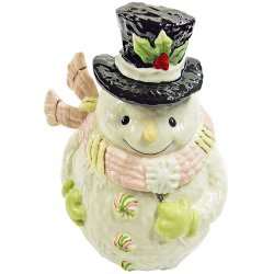 Glitter Ceramic Snowman Cookie Jar