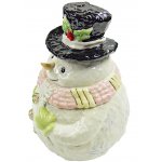 Glitter Ceramic Snowman Cookie Jar
