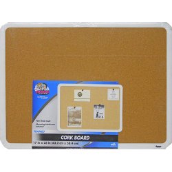 Cork Board - 17" x 23" White Framed Cork Board