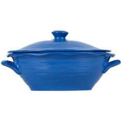 CorningWare Casual Collections 2-Quart Oval Casserole Dish- Blue and White Finish
