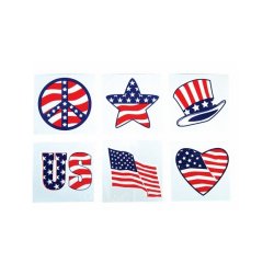 Assorted USA Patriotic Temporary Tattoos - Pack of 144