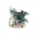 Dolphins Racing Fish Through Coral Porcelain Figurines - 11396