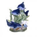 Three Playful Dolphins and a Fish Porcelain Figurine - 10240