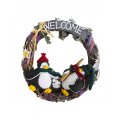Penguins Winter Christmas Welcome Wreath