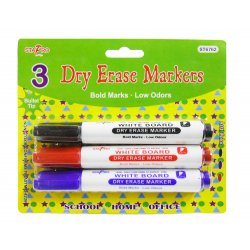 Assorted Color Dry Erase Markers - 3 Pack