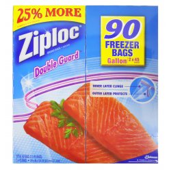 Ziploc DOUBLE GUARD Gallon Freezer Bags - 90 Freezer Bags