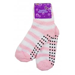 Fuzzy Striped Socks with Grips