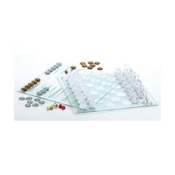 Large Decorative Glass 3-in-1 Game Set: Chess, Checkers, Backgammon