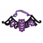 Purple and Black Sparkle Foam Halloween Wall Signs - Halloween Decorations - 2pc.