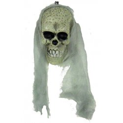 Shrunken Skull with Mesh Netting Hair - Halloween Decor