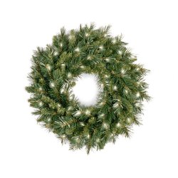 Holiday Wreath - 24" Pre-Lit Christmas Wreath, Clear and Frosted Lights