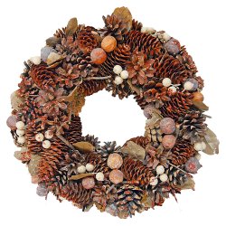 Decorative Wreath - 12.5" Holiday Wreath Brown