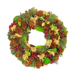Decorative Wreath - 12.5" Holiday Wreath Green