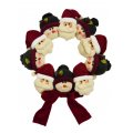 Plush Christmas Wreath - 15" Santa Claus and Snowman Decorative Wreath