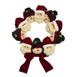 Plush Christmas Wreath - 15" Santa Claus and Snowman Decorative Wreath