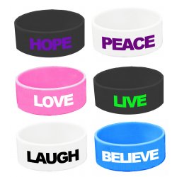 Wide Silicone Wristband - Love Bracelets - 6 Pack