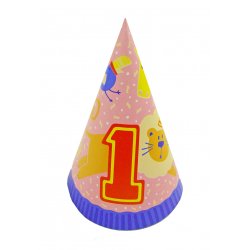 Party Animal 1st Birthday Party Hats - 8 Pack