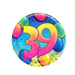 Party Plates "39th Birthday" (7") - 18 cnt