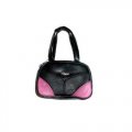 Black Leather Coin Purse w/ Pink Corner Accents
