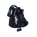 Black Leather Drawstring Coin Purse