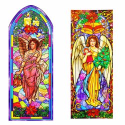 Reusable Stain Glass Window Clings - 2 Pack Angel Theme