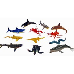 Aquatic Plastic Animals - Pack of 12 Water Creature Figurines