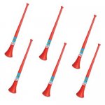 Pack of 6 Vuvuzela - South African Style Collapsible Horn, Red 
