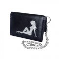 Black Tri-Folding Wallet w/ Chain - Girl Silhouette