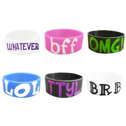 Wide Silicone Wristbands - Texting Bracelets - 6 pack