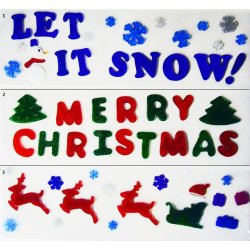Christmas Window Banner Gel Art - 3pc Cling Holiday Decorations